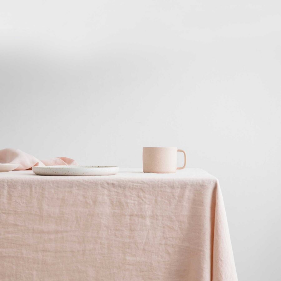 Washed Linen Dining Tablecloth in Blush
