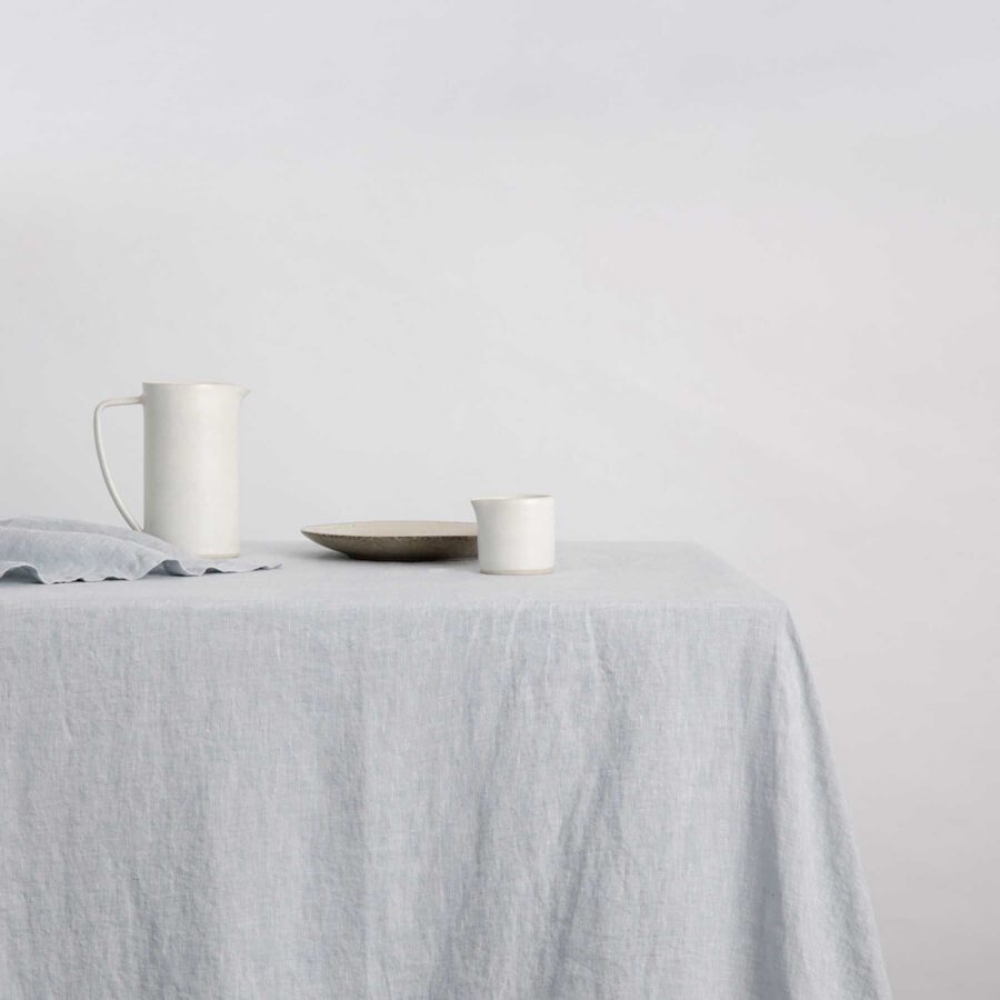 Washed Linen Dining Tablecloth in Sky