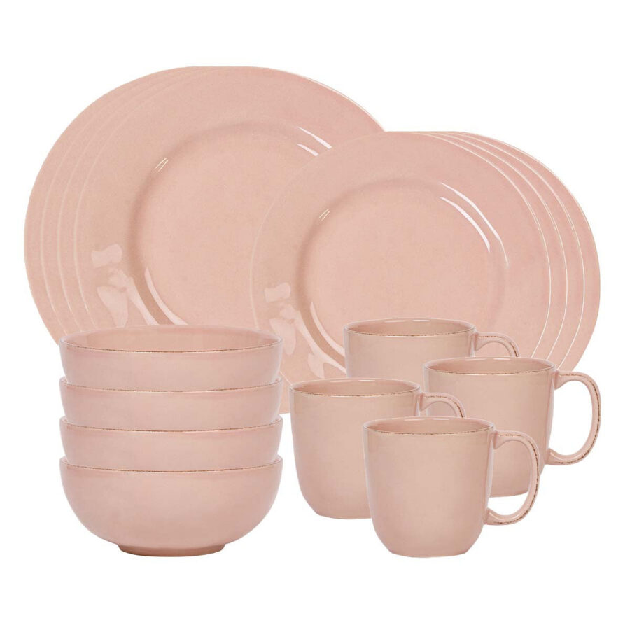 Modern Blush Pink Sixteen Piece Dinnerware Set