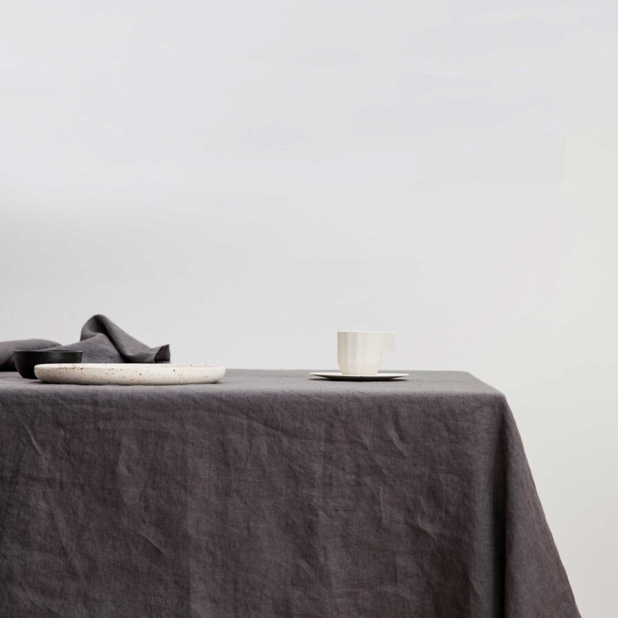 Washed Linen Dining Tablecloth in Slate