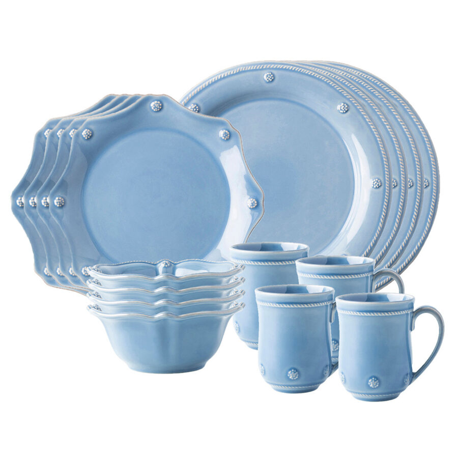 Modern Soft Blue Sixteen Piece Dinnerware Set