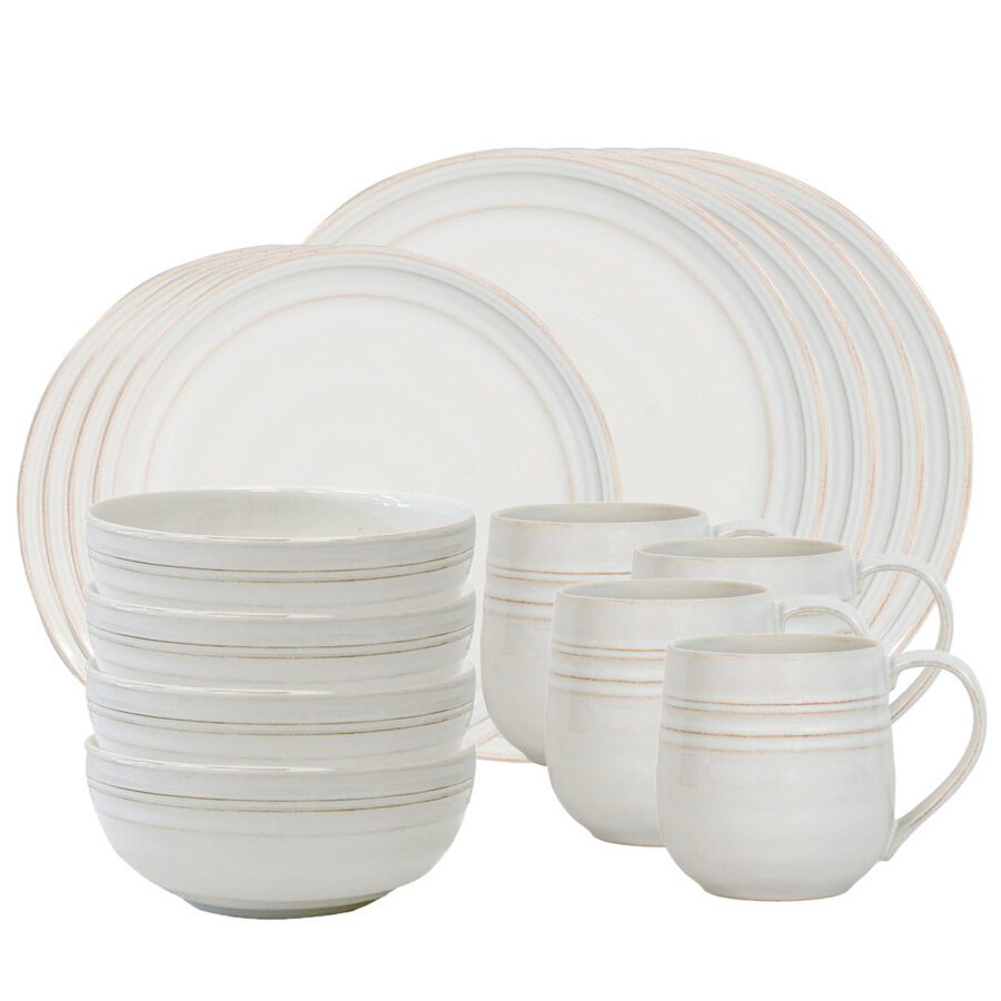 Refined White Sixteen Piece Dinnerware Set
