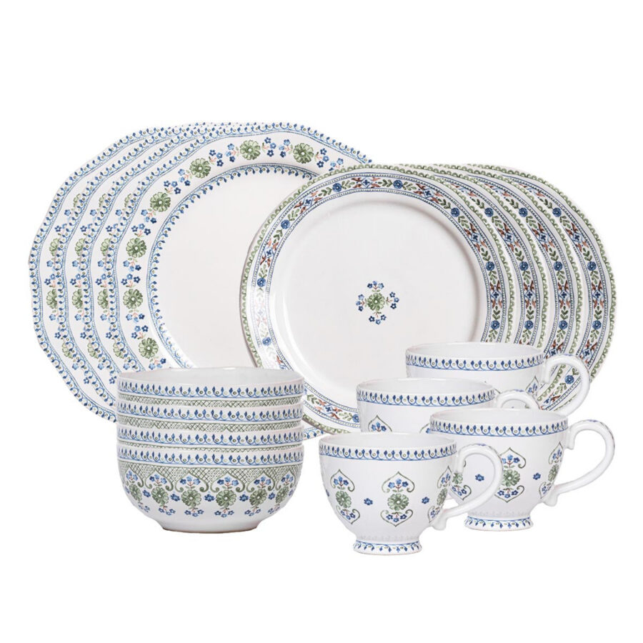 Charming Soft Blue Sixteen Piece Dinnerware Set