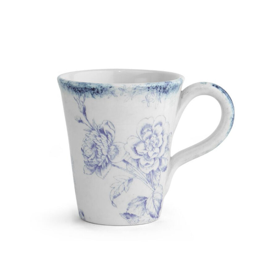 Blue Ceramic Coffee Mug with Decorative Finish