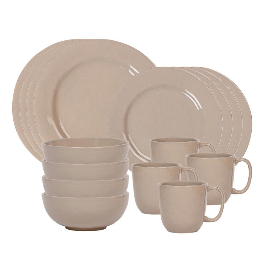 Versatile Taupe Sixteen Piece Dinnerware Set