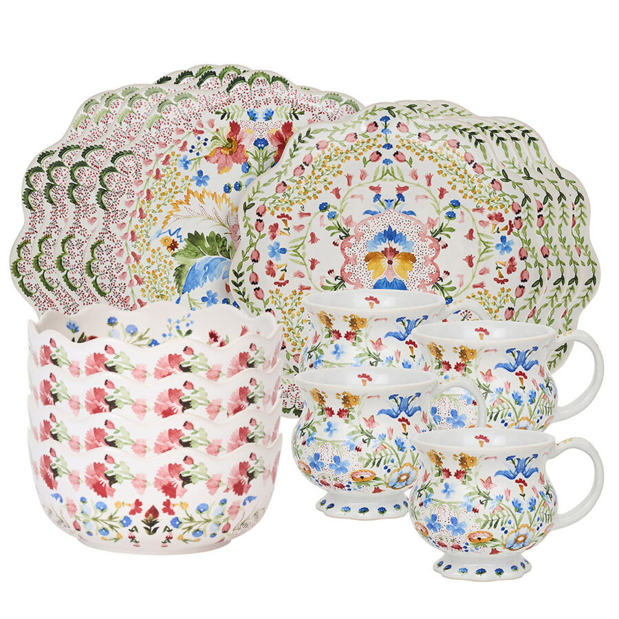 Decorative Multicolor Sixteen Piece Dinnerware Set