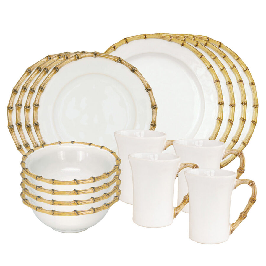 Charming Natural Sixteen Piece Dinnerware Set