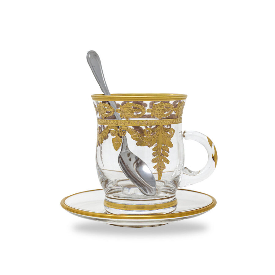 Gold Polished Glass Tea Cup